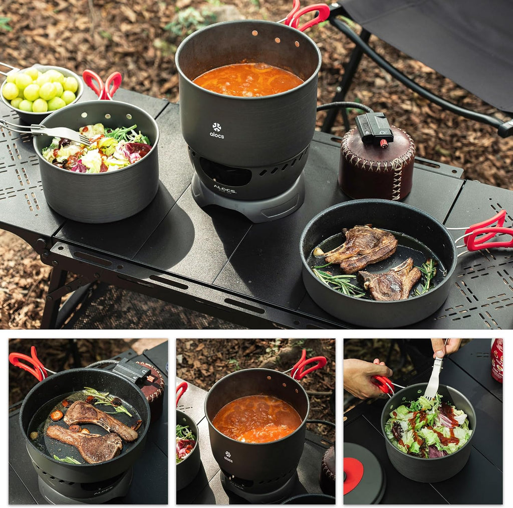 Compact Camping Cookware Set – 4-Person Pots & Pans with Carry Bag