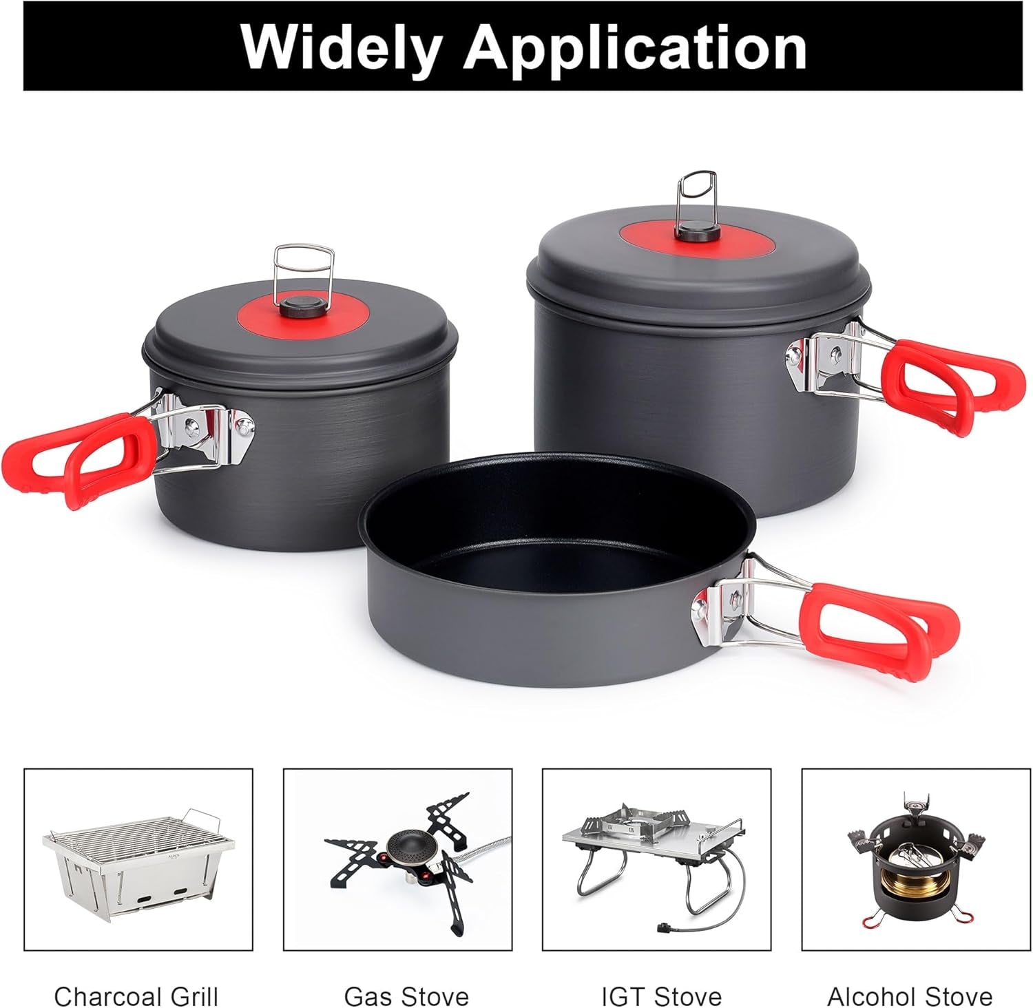 Compact Camping Cookware Set – 4-Person Pots & Pans with Carry Bag