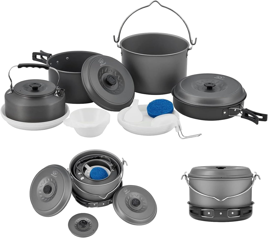 13-Piece Camping Cookware Mess Kit – Nonstick, Lightweight, BPA-Free