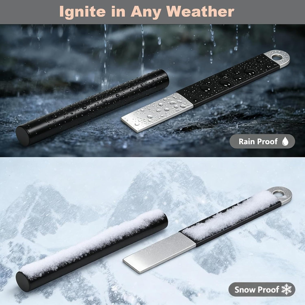 4" Portable Pocket Waterproof Ferrocerium Ferro Rod Fire Starter Survival Tool, Flint and Steel Magnesium Camping Emergency Fire Starters Kit with Striker, Outdoor Campfires Stick Firestarter