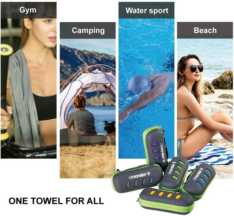 Camping Towel Super Absorbent-Quick Dry Microfiber Towel Ultra Compact & Soft-Travel Towel Lightweight for Backpacking,Hiking,Gym,Beach,Swimming,Yoga