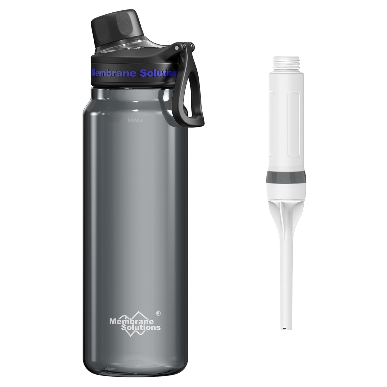 Filtered Water Bottle,  C3 Water Bottle Filter with Replaceable ACFX2 Filter Cartridge, Portable Water Filter 36Oz Bpa-Free for Travel, Hiking & Camping Drinking Use(Grey)