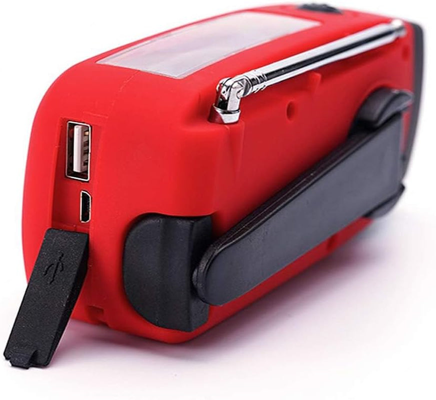 FM/AM/NOAA Weather Radio Hand Crank Self Powered Solar Portable Mini Emergency Survival Radios with 3 LED Super Bright Flashlight 2000Mah Battery Operated Power Smart Phone Charger,Sos