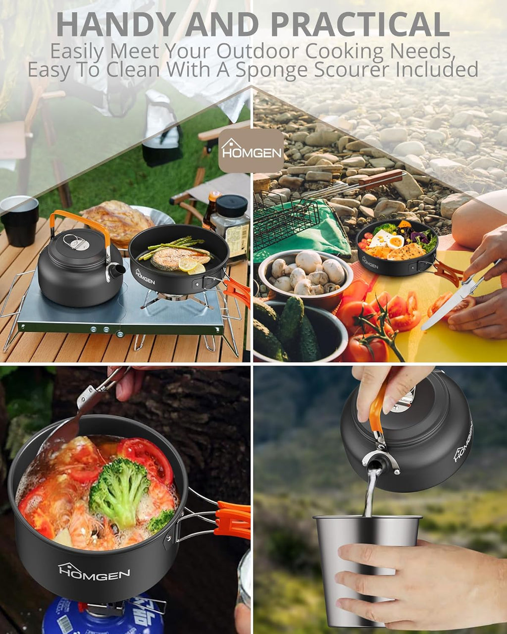 Ultralight Aluminum Camping Cookware Set – 13-Piece Nonstick, Compact