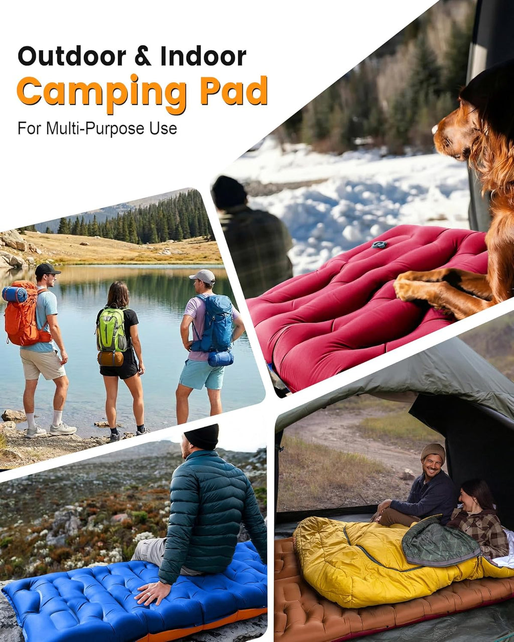 Camping Sleeping Pad,5.9 Inch Thick Camping Mat with Built in Pillow and Foot Pump,Self Inflating Sleeping Pad for Camping Backpacking