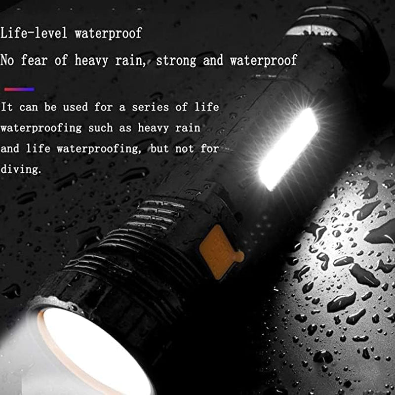 Solar/Rechargeable Multi Function 1000 Lumens LED Flashlight, with Emergency Strobe Light, Handheld LED Flashlights for Home Emergencies Camping (2PC)