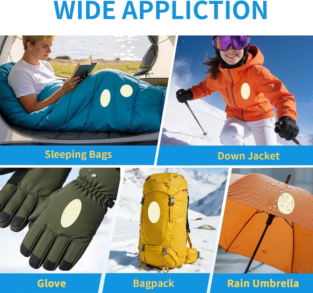Waterproof Self-Adhesive Nylon Patches for Tent Repair Kit, 24Pcs Outdoor Gear Tenacious Repair Tape, Fabric Patches for Clothes, down Puffer Jacket, Tent, Sleeping Bag, Backpack, White