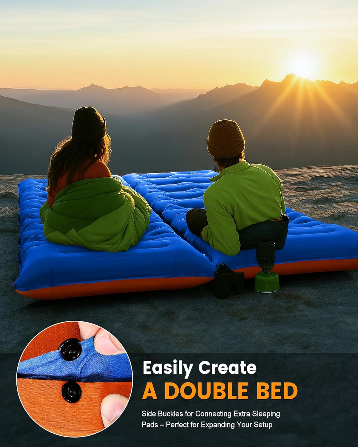 Camping Sleeping Pad,5.9 Inch Thick Camping Mat with Built in Pillow and Foot Pump,Self Inflating Sleeping Pad for Camping Backpacking