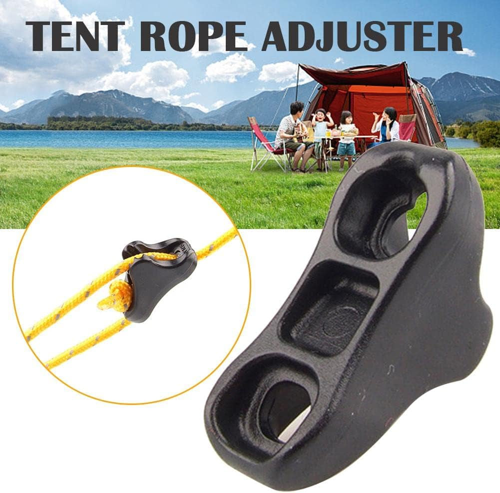 12Pack Ultralight Guyline Tensioners Tent Guyline Cord Rope Adjuster for Outdoor Camping Hiking Tent Tarp Canopy Shelter (Black), FLC554-B