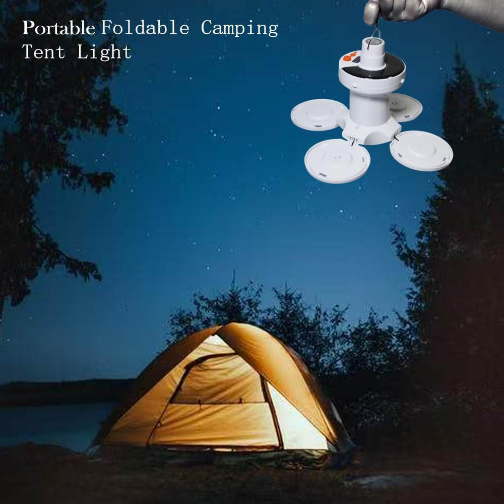 Solar Foldable Camping Hanging Light 4000Mah Battery Rechargeable Lantern Tent Lamp with Remote Control 45 LED USB Portable Outdoor Waterproof Emergency Power Outage Hurricane 1 Pack