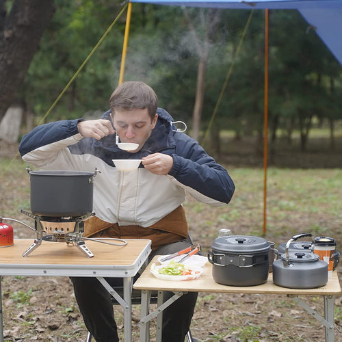 13-Piece Camping Cookware Mess Kit – Nonstick, Lightweight, BPA-Free
