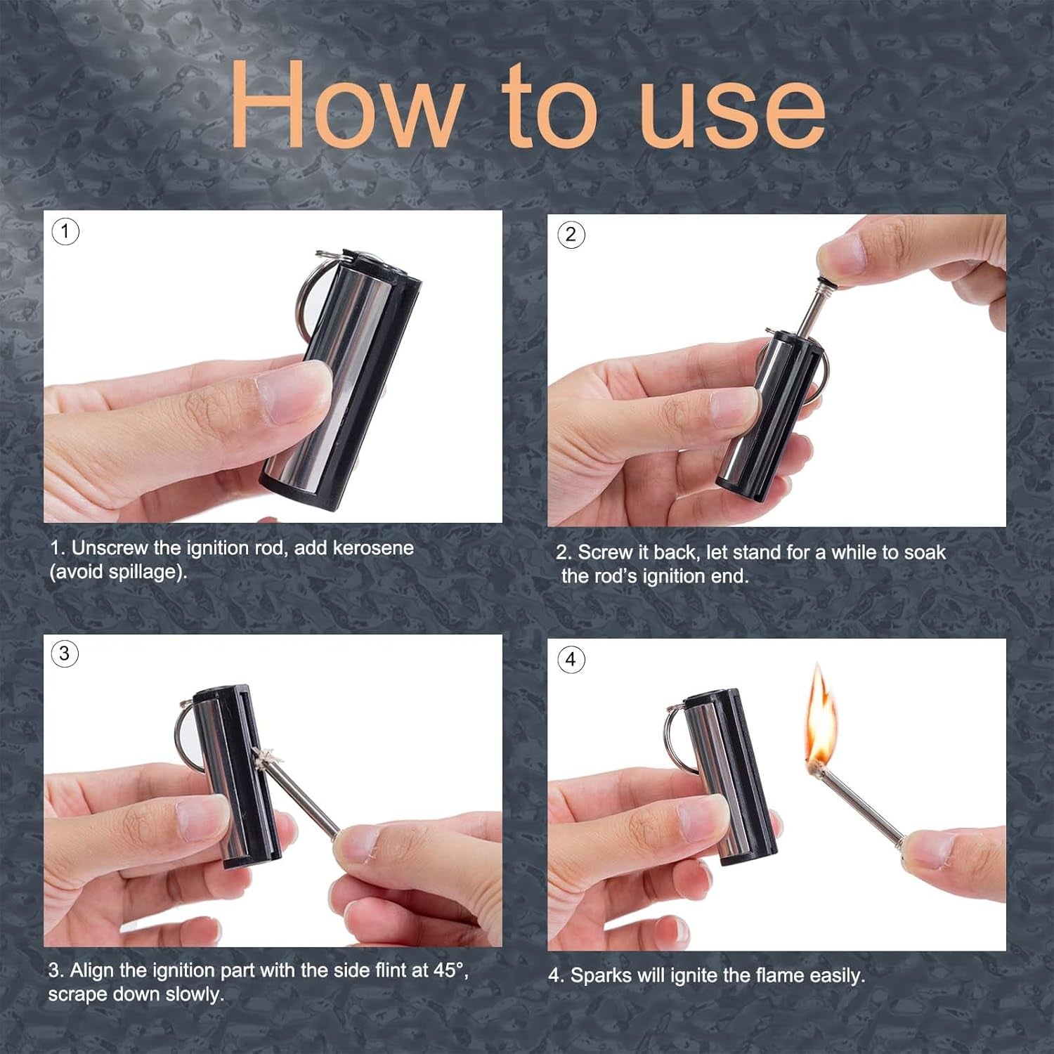 5-Pack Permanent Match Lighter - Waterproof Keychain Survival Tool for Camping, Candles & Emergency