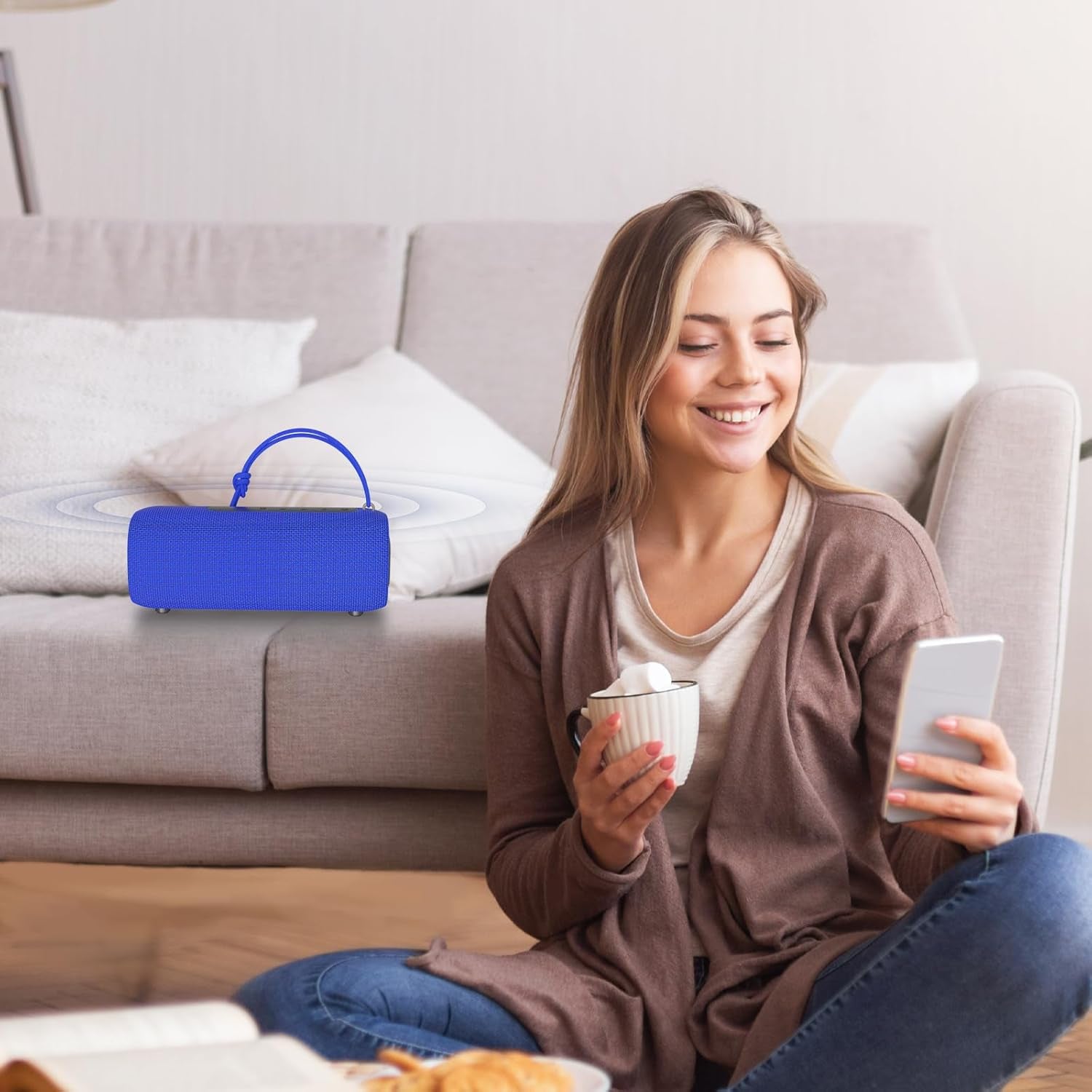 Bluetooth Speaker, Portable Wireless Clear Loud Stereo Sound IPX5 Waterproof with RGB Lights BT5.3 Long Playtime TWS Pairing,For Home Party Outdoor Beach,Great Gift Choice (Blue)