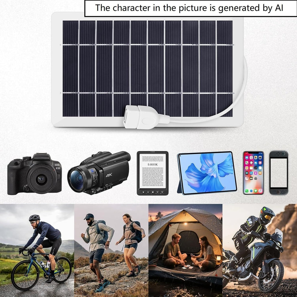 USB Solar Panel Charger, Portable Solar Panel Kit for Camera, Cell Phone Charging, Camping, Hiking, Outdoor Travel 5V 5W (White 5W 1PCS)