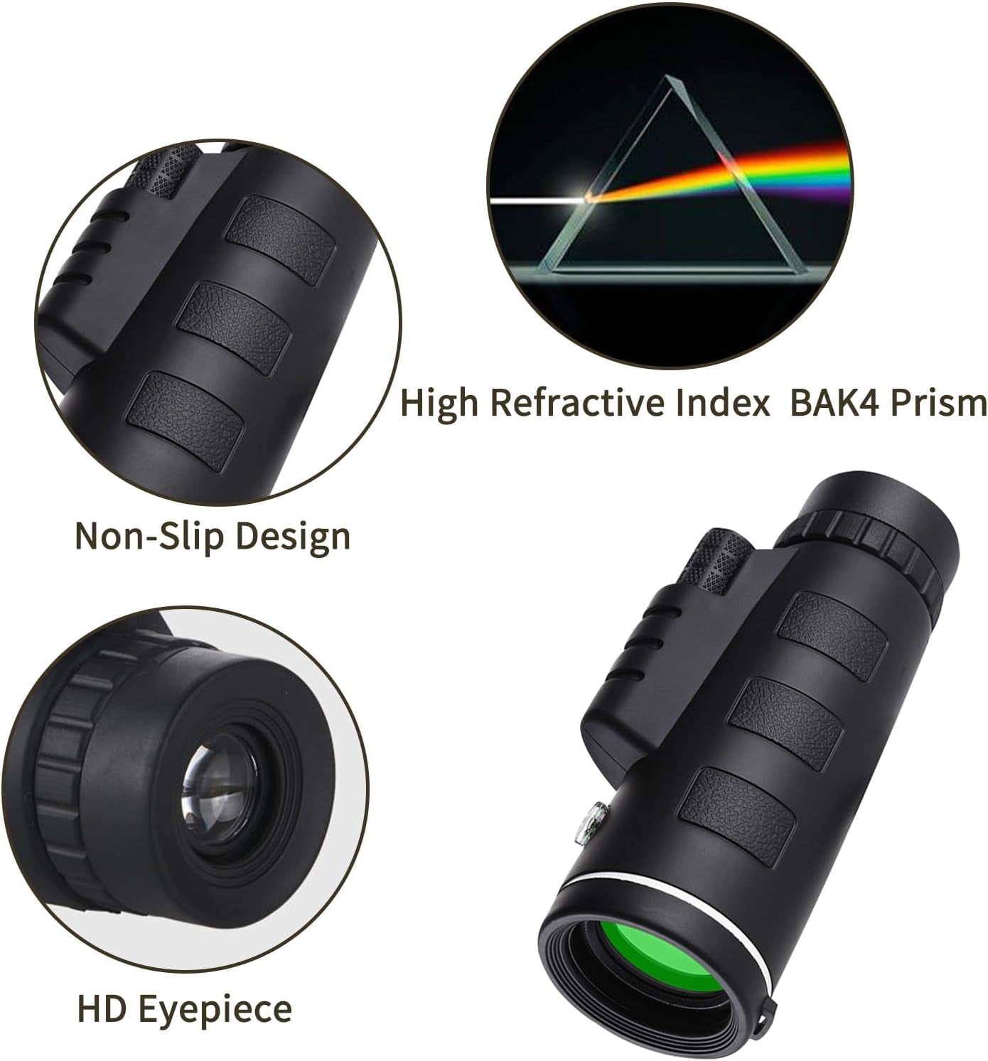 40X60 Monocular Telescope, Small Monoculars for Adults High Powered, Night Vision Monocular Telescope for Smartphone, High Definition Handheld Telescope for Wildlife Bird Watching Hunting