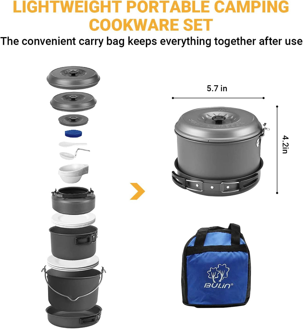 13-Piece Camping Cookware Mess Kit – Nonstick, Lightweight, BPA-Free