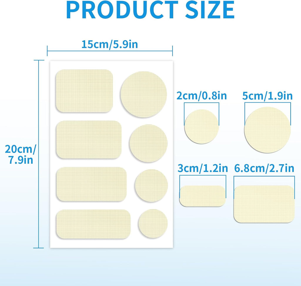 Waterproof Self-Adhesive Nylon Patches for Tent Repair Kit, 24Pcs Outdoor Gear Tenacious Repair Tape, Fabric Patches for Clothes, down Puffer Jacket, Tent, Sleeping Bag, Backpack, White