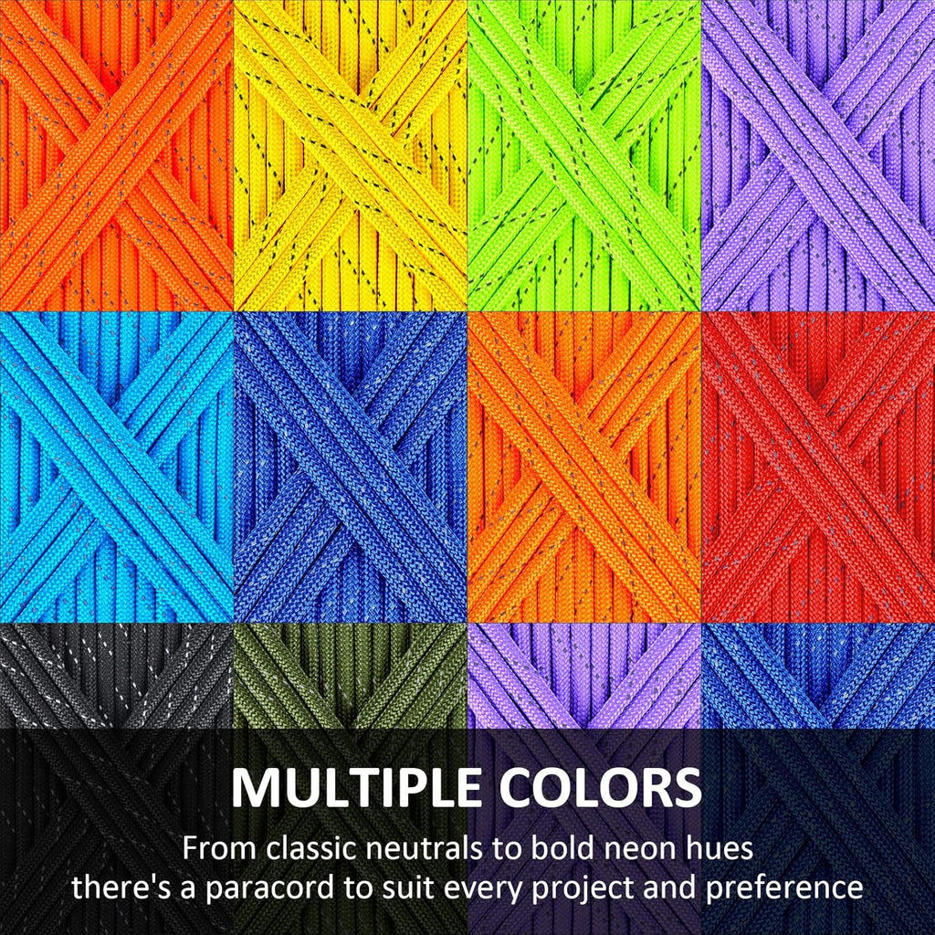 Reflective Paracord Rope 7 Strand Type III Parachute Cord 4Mm 100Ft / 200Ft for Tent Camping Hiking Fishing Survival Tactical Clothesline DIY Projects