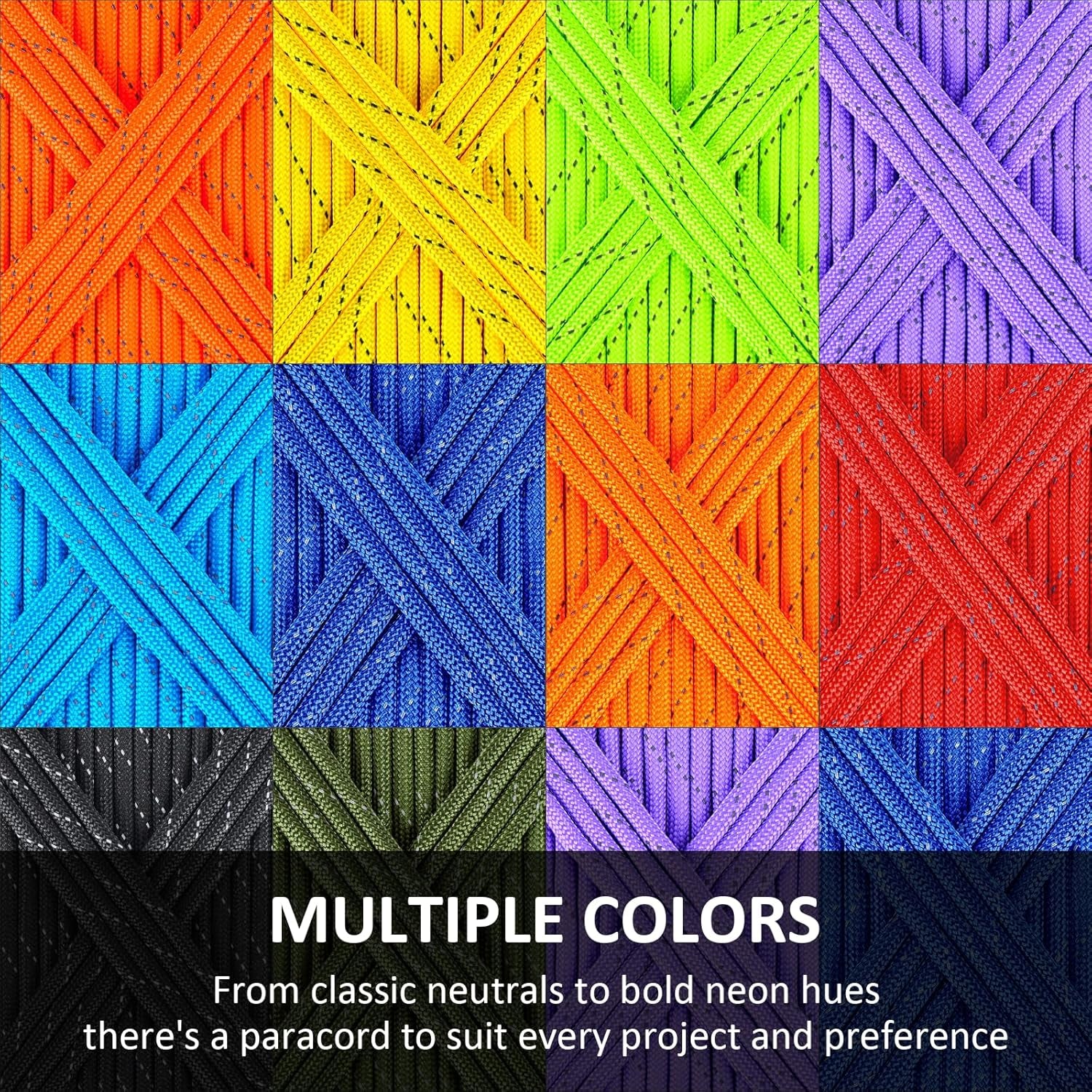 Reflective Paracord Rope 7 Strand Type III Parachute Cord 4Mm 100Ft / 200Ft for Tent Camping Hiking Fishing Survival Tactical Clothesline DIY Projects