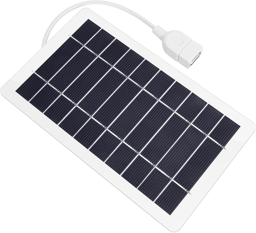 USB Solar Panel Charger, Portable Solar Panel Kit for Camera, Cell Phone Charging, Camping, Hiking, Outdoor Travel 5V 5W (White 5W 1PCS)