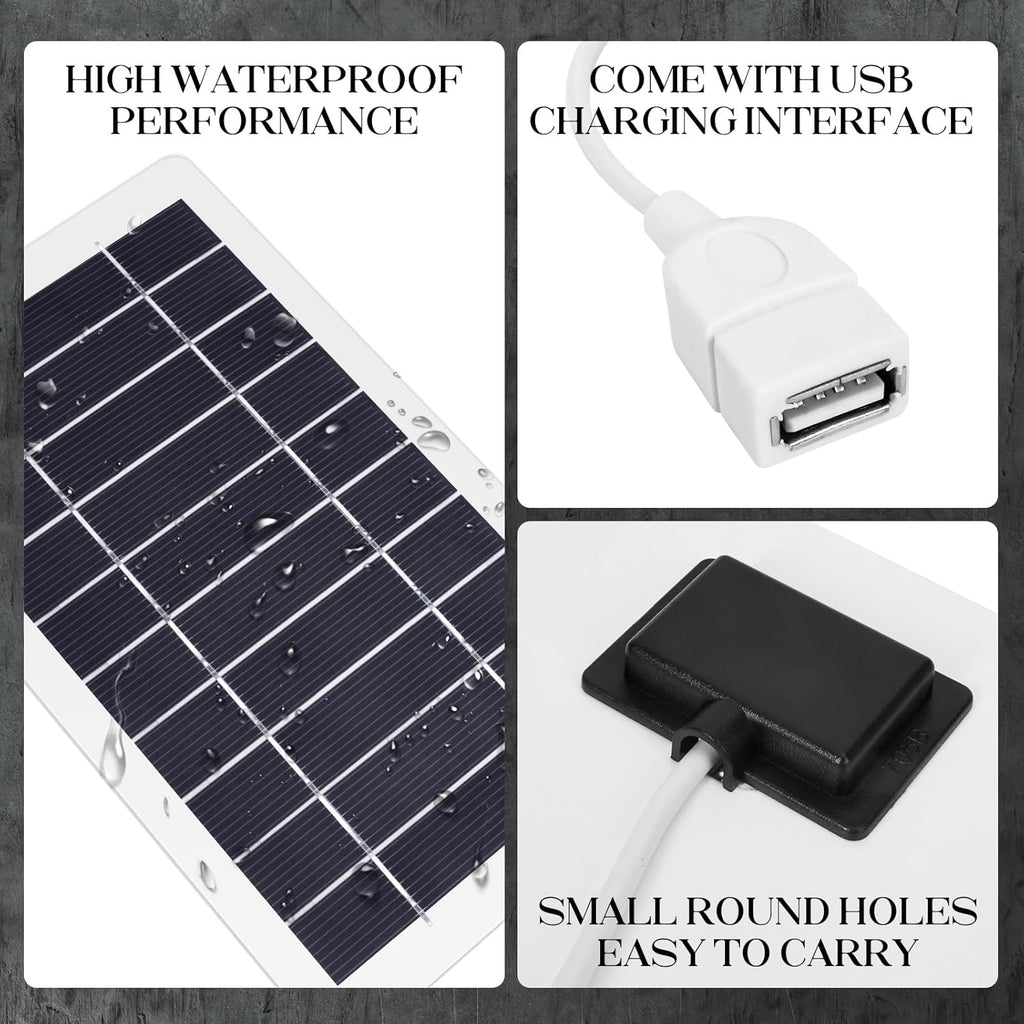 USB Solar Panel Charger, Portable Solar Panel Kit for Camera, Cell Phone Charging, Camping, Hiking, Outdoor Travel 5V 5W (White 5W 1PCS)