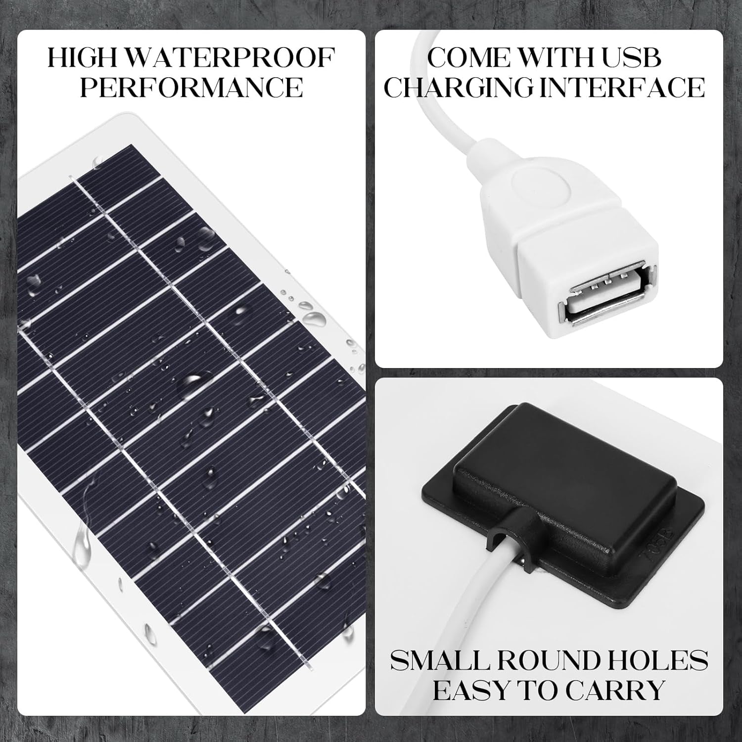 USB Solar Panel Charger, Portable Solar Panel Kit for Camera, Cell Phone Charging, Camping, Hiking, Outdoor Travel 5V 5W (White 5W 1PCS)