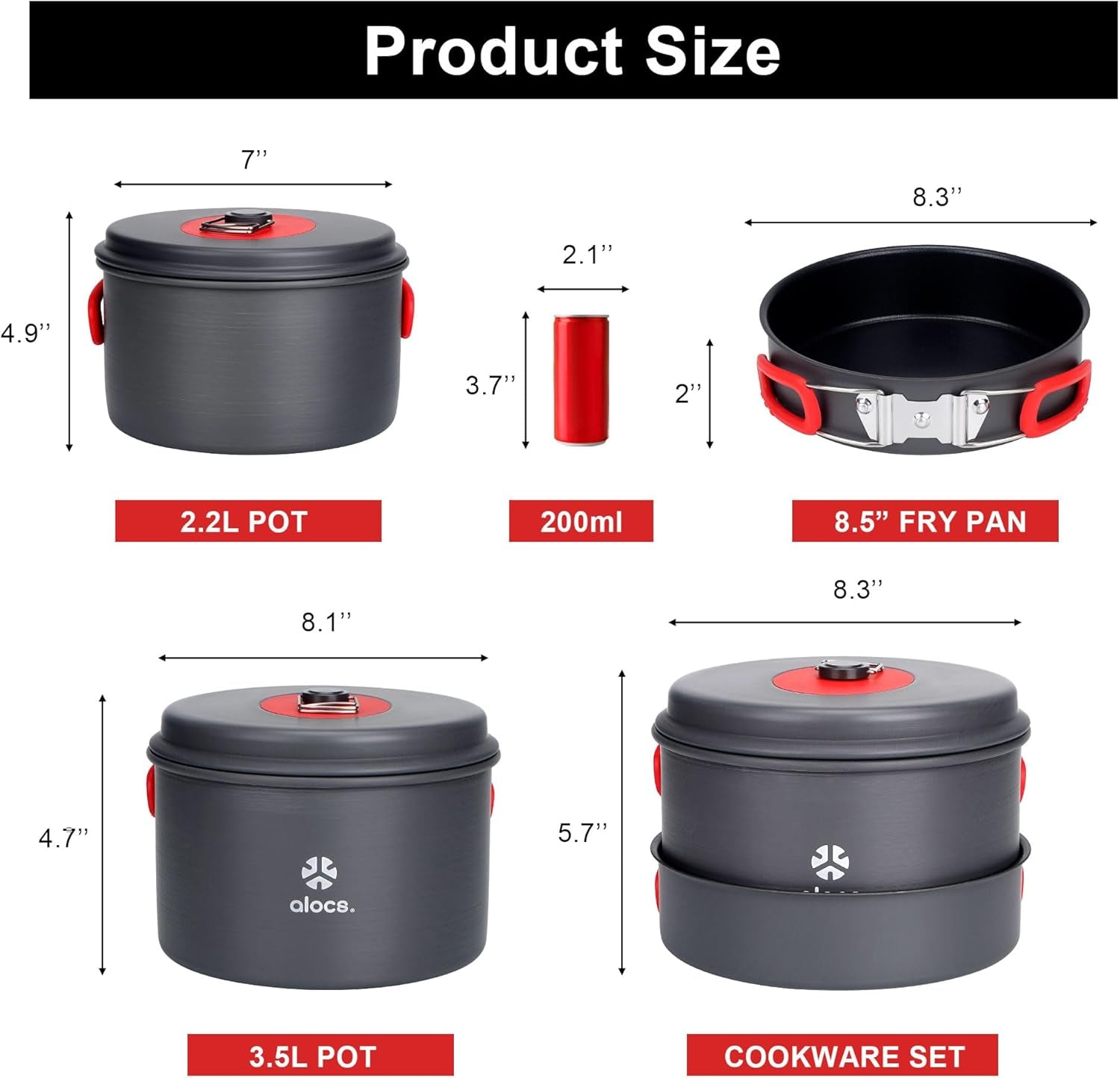 Compact Camping Cookware Set – 4-Person Pots & Pans with Carry Bag