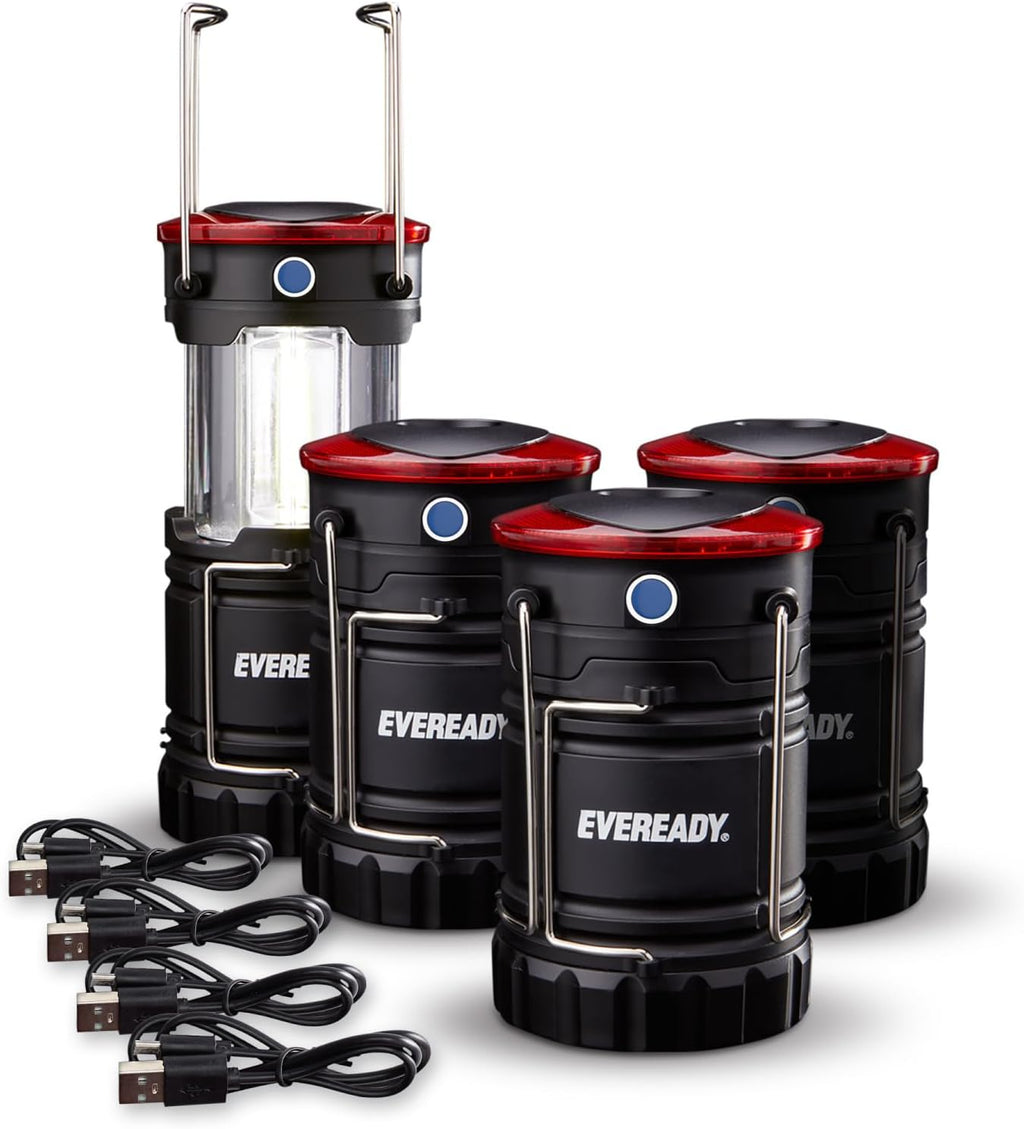 Collapsible Rechargeable Lanterns, 300 Lumens, USB Rechargeable Lantern, Outdoor and Camp Lantern, Micro-Usb Charging Cable Included, 4 Count
