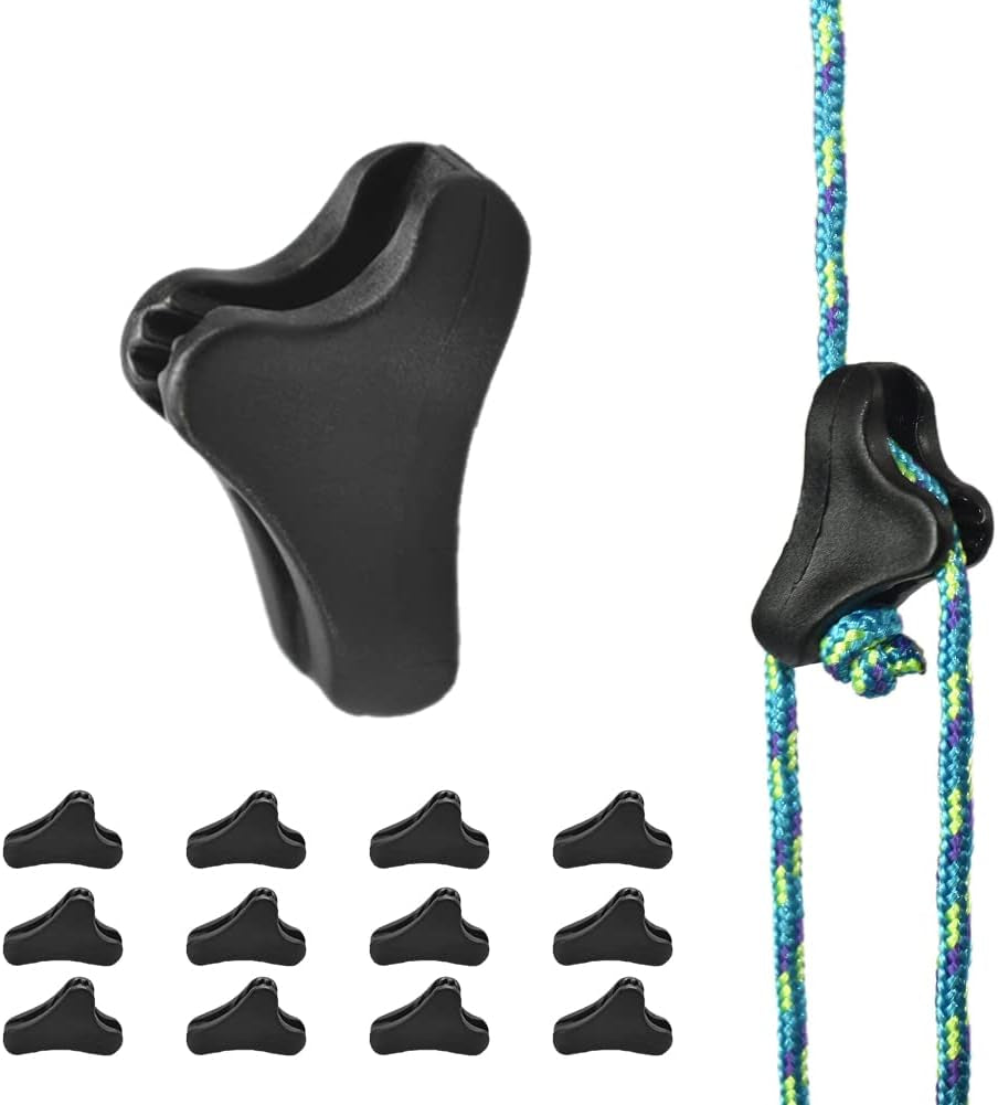 12Pack Ultralight Guyline Tensioners Tent Guyline Cord Rope Adjuster for Outdoor Camping Hiking Tent Tarp Canopy Shelter (Black), FLC554-B