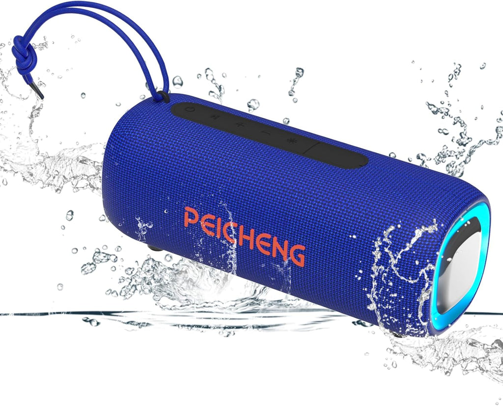 Bluetooth Speaker, Portable Wireless Clear Loud Stereo Sound IPX5 Waterproof with RGB Lights BT5.3 Long Playtime TWS Pairing,For Home Party Outdoor Beach,Great Gift Choice (Blue)