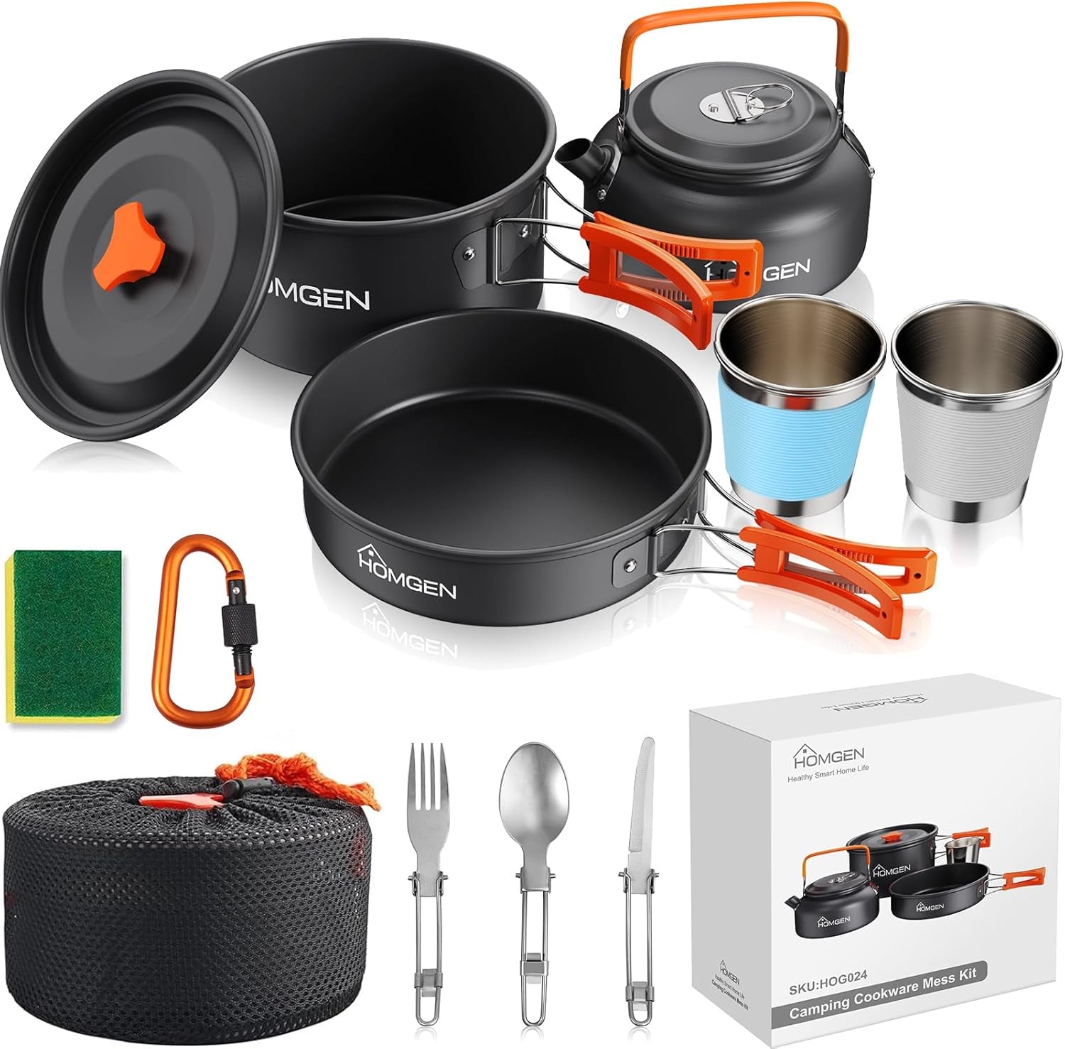 Ultralight Aluminum Camping Cookware Set – 13-Piece Nonstick, Compact